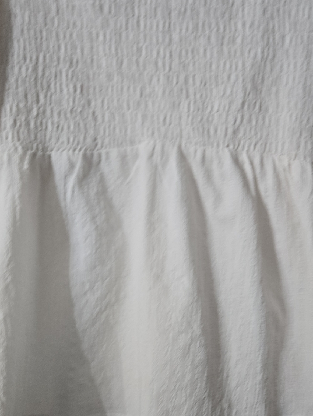 White Smocked Puff-Sleeve Peplum Top - Picture 6 of 6